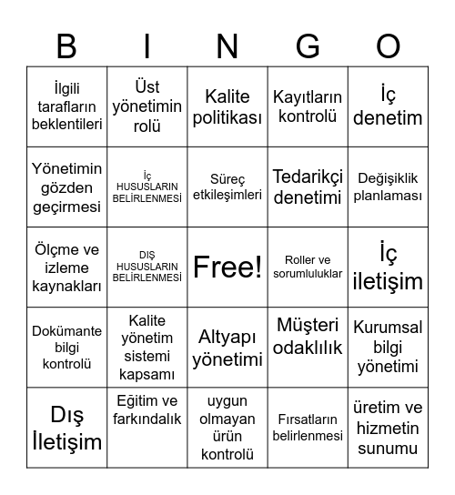 IATF 16949 Bingo Card