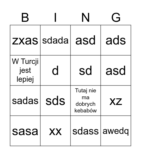 somethinh Bingo Card