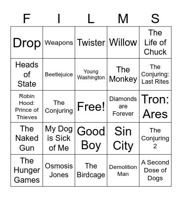 Movies_10182025 Bingo Card