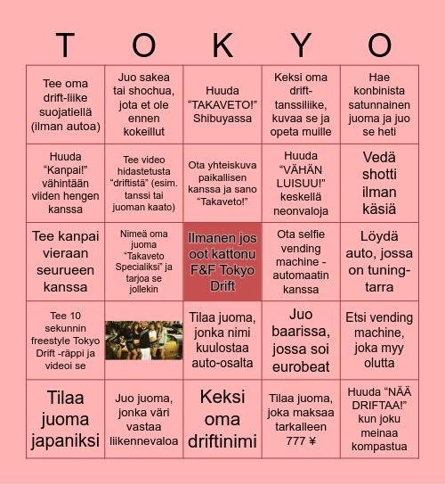 Oma drift nimesi tähän (esim. Sake Slider) Bingo Card