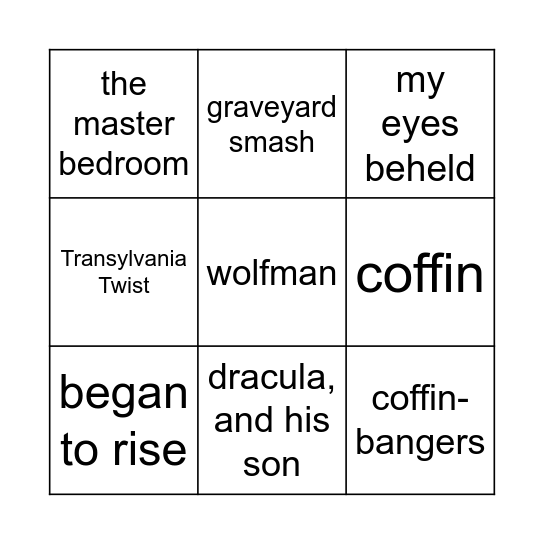 Monster Mash Bingo Card