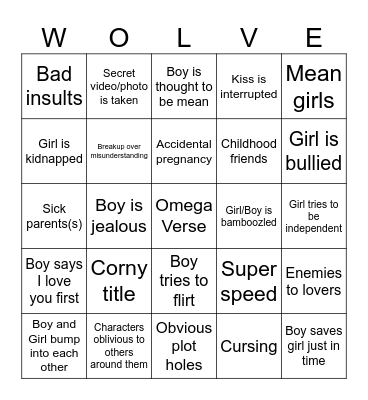 Shitty Movie- Omega Verse Bingo Card