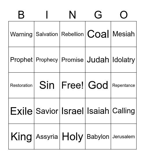 Book of Isaiah Bingo Card