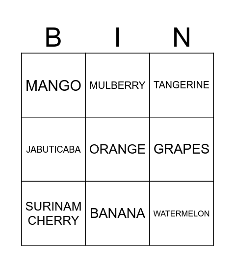BINGO Card