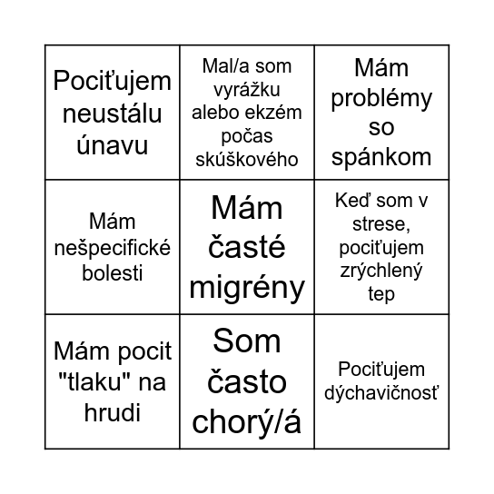Psychosomatické BINGO Card