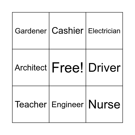Jobs Bingo Card