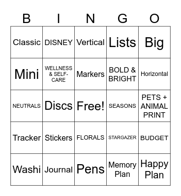 Imperfect Happy Planners Bingo Card