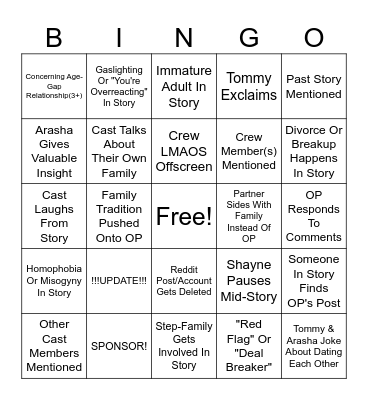SRRS Bingo Card