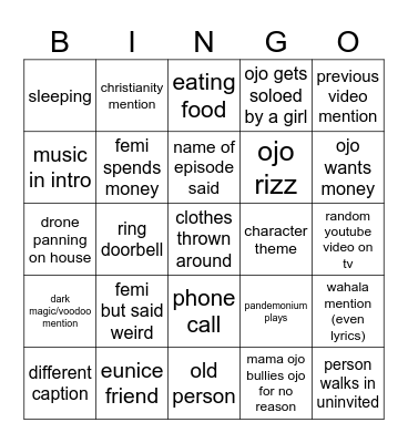 samsamsamsamsam Bingo Card