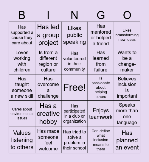 Leadership Bingo! Bingo Card