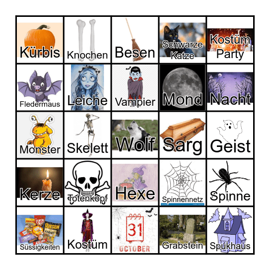 Halloween auf Deutsch Bingo Card