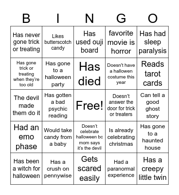 Find someone who... (Halloween Card) Bingo Card