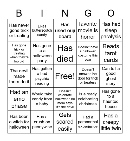Find someone who... (Halloween Card) Bingo Card