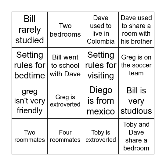 Audio BINGO Card