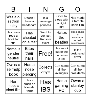 Find someone who... Bingo Card
