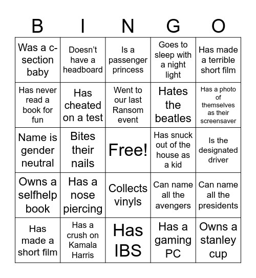 Find someone who... Bingo Card