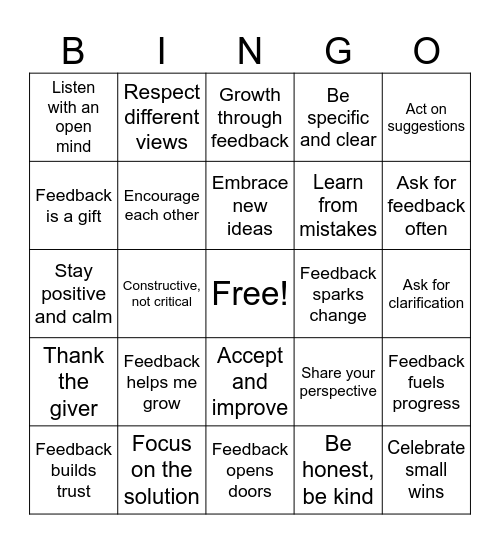 Constructive Feedback Bingo Card