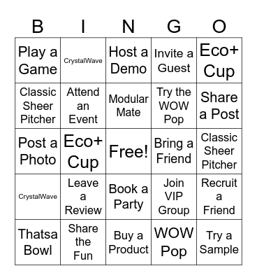 Tupperware  Bowl Bingo Card