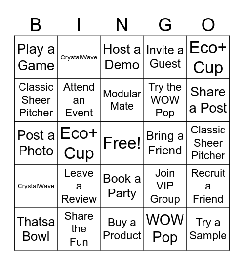 Tupperware  Bowl Bingo Card