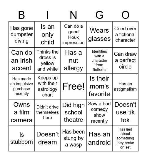 Find someone who... Bingo Card