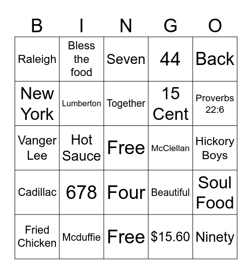 FAMILY BINGO Card