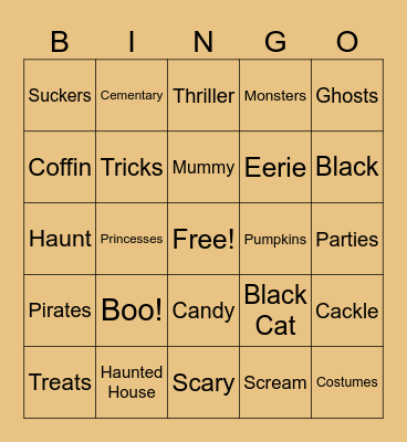 Halloween Bingo Card