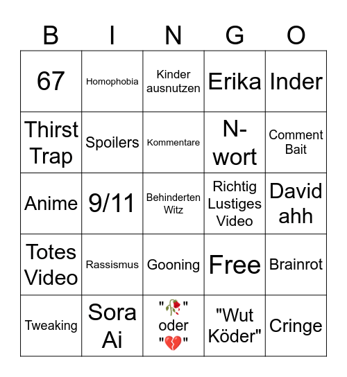 Instagram Bingo Card