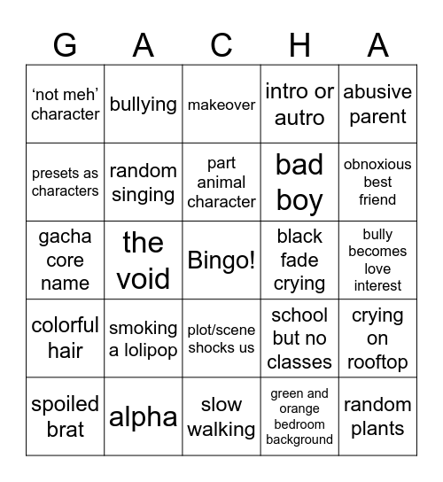 glmm Bingo Card