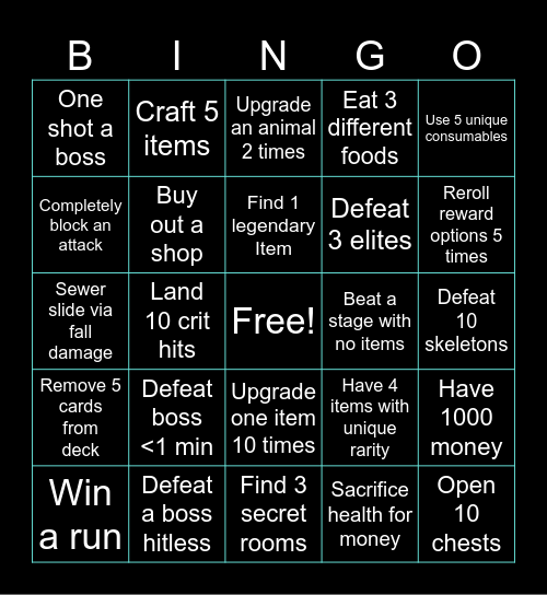 Roguelike Bingo Card