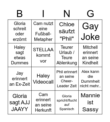 modern family bingo Card
