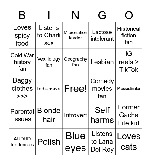 Are you like me bingo Card