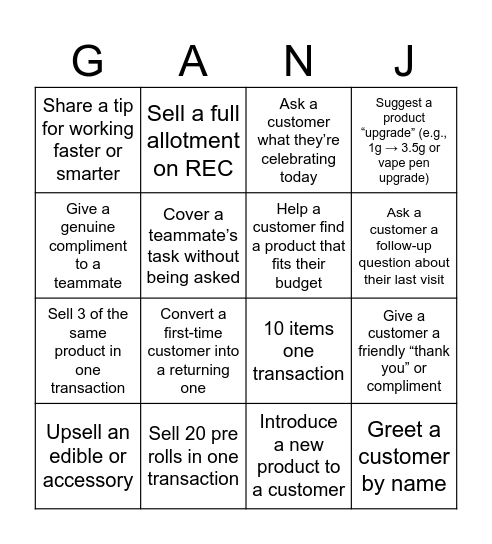 Bingo Bango Bingo Card