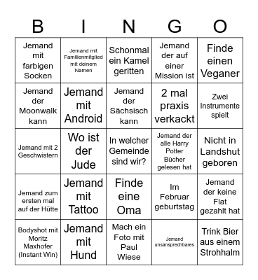 Legendäres Bingo Card