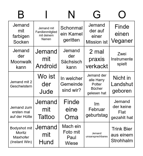 Legendäres Bingo Card