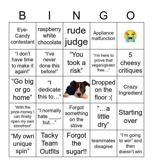 Cupcake Wars Bingo Card