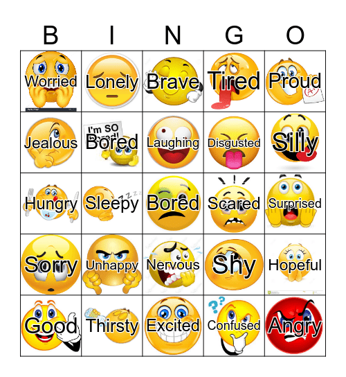 Feelings Bingo Card