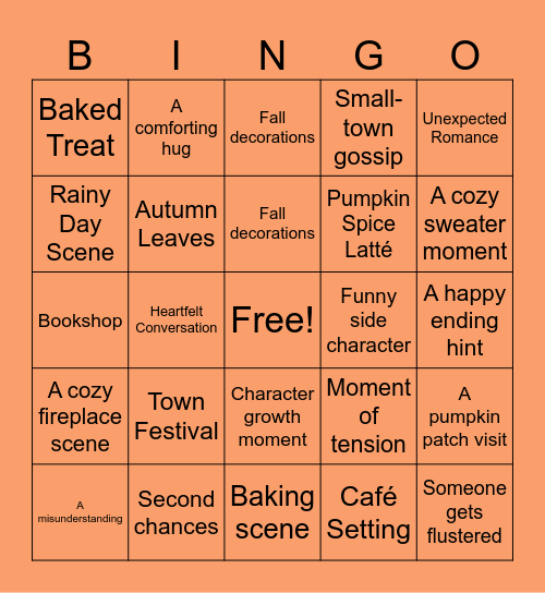The Pumpkin Spice Café Bingo Card