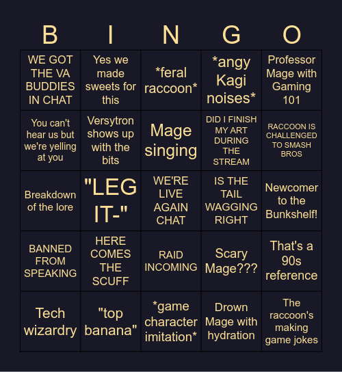 BUNKSHELF STREAM BINGO Card