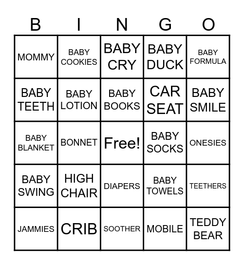 KAISENS BABY BINGO Card