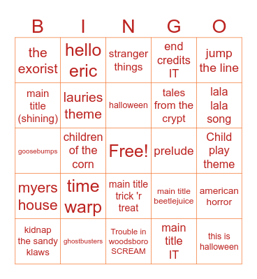 Speed Halloween Bingo Card