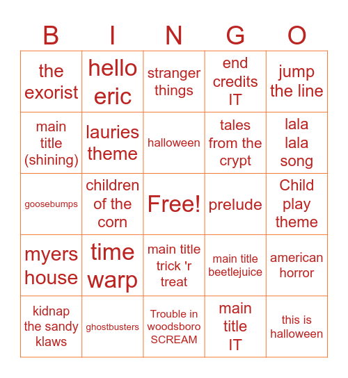 Speed Halloween Bingo Card