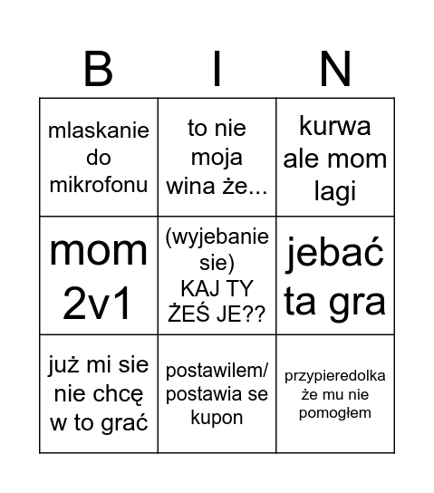 bingo witka Bingo Card