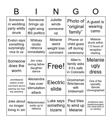 Wedding Bingo Card