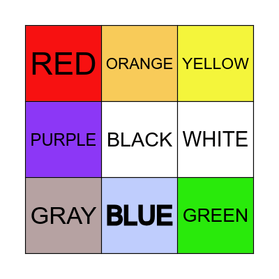 COLORS Bingo Card