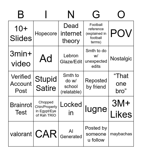 TikTok Bingo 2025 Edition Bingo Card