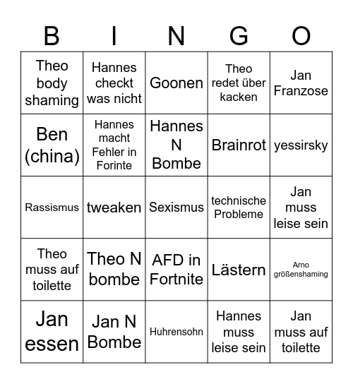 Untitled Bingo Card