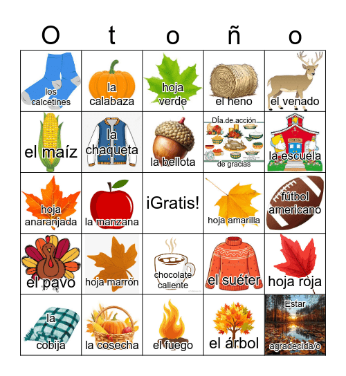 Lotería: El otoño Bingo Card