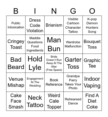 Twu Wuv Bingo Card