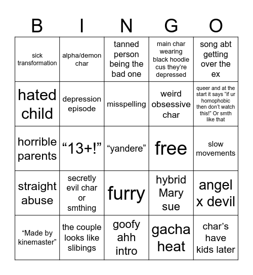 average glmv Bingo Card
