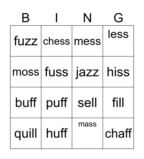 ff, ll.ss.zz Bingo Card